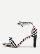 Shein Bow Tie Check Print Heeled Sandals