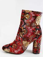 Shein Vintage Inspired Patterned Ankle Booties Multi
