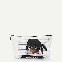 Shein Cute Cat Print Makeup Bag