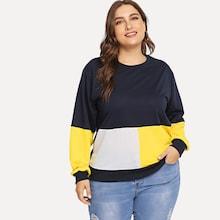Shein Plus Cut And Sew Color Block Sweatshirt