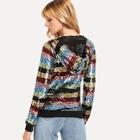 Shein Colorful Sequin Hooded Jacket