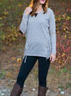 Shein Grey Elbow Patch Fringe T-shirt