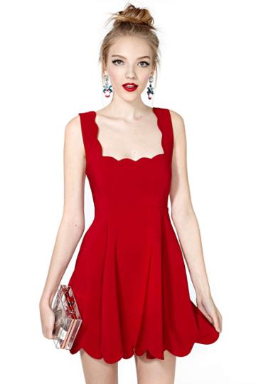 Shein Red Sleeveless Backless Pocket Pleated Dress
