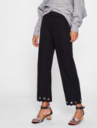Shein Metal Grommet Embellished Scallop Hem Pants