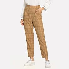 Shein Grid Print High Waist Tapered Pants
