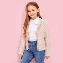 Shein Girls Raw Hem Open Front Jacket