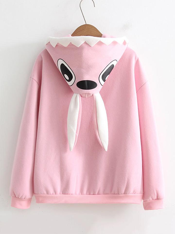 Shein Kangaroo Pocket Bunny Rabbit Hoodie