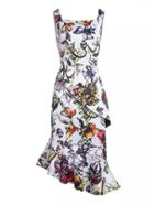Shein White Starp Floral Print Fishtail Dress