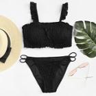 Shein Shirred Ruffle Bikini Set