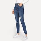 Shein Ripped Detail Solid Jeans