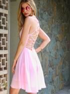 Shein Lace Up Back Skater Dress
