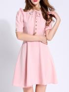 Shein Pink Tie Neck A-line Dress