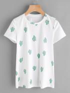 Shein Allover Cactus Print Tee