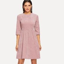 Shein Zip Back Fit And Flare Dress