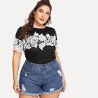 Shein Plus Lace Applique Decorated Tee