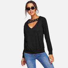 Shein V-neck Grommet Sweatshirt