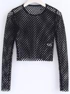 Shein Hollow Out Fishnet Crop Top
