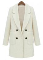 Rosewe Charming Long Sleeve Beige Woolen Coat With Button