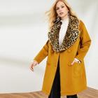 Shein Exaggerate Leopard Collar Double Breasted Coat