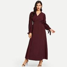 Shein Knot Sleeve Solid Blouse
