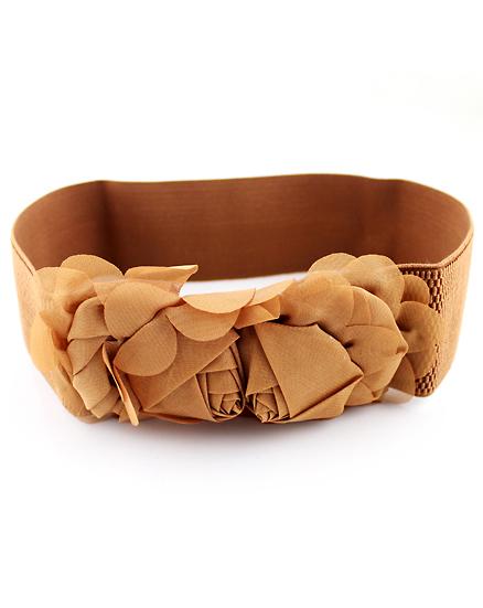 Shein Brown Flower Embellished Elastic Belt