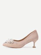 Shein Suede Pointed Toe Stiletto Heels With Jewelry