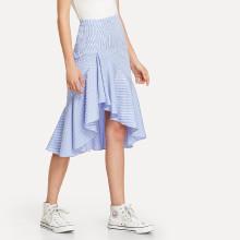 Shein Ruffle Dip Hem Gingham Skirt