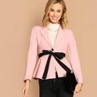 Shein Notch Collar Tie Waist Peplum Blazer