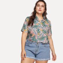 Shein Plus Leaf Print Shirt