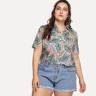 Shein Plus Leaf Print Shirt