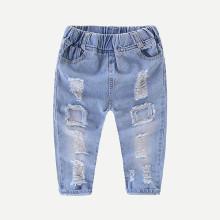 Shein Girls Destroyed Roll Hem Jeans