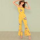 Shein Flower Print Flare Hem Jumpsuit