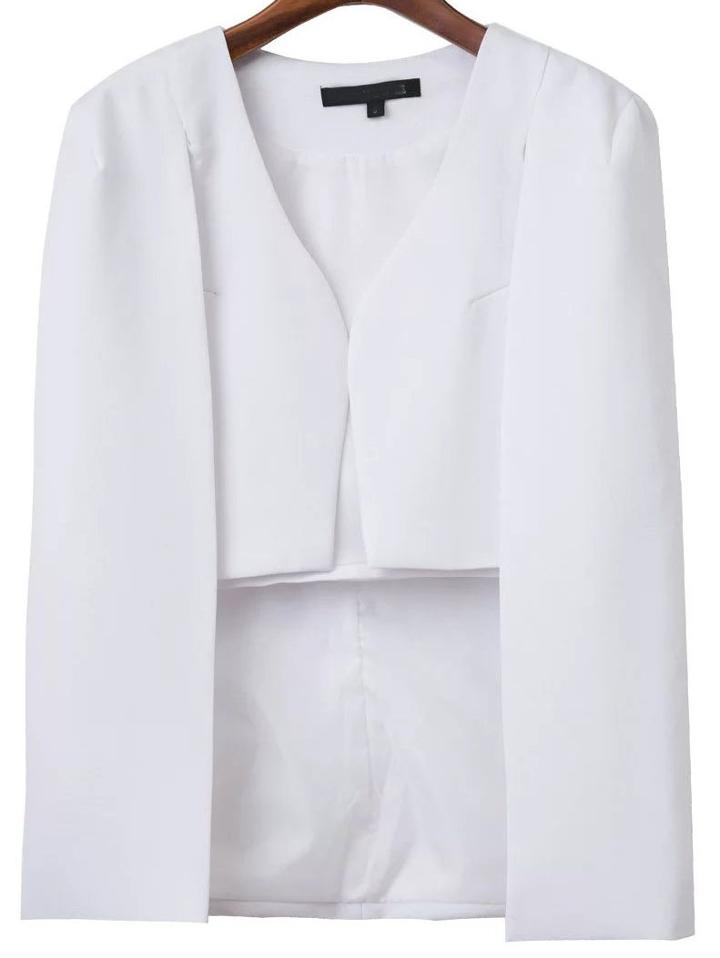 Shein White Cape Sleeve High Low Blazer