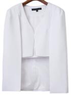 Shein White Cape Sleeve High Low Blazer