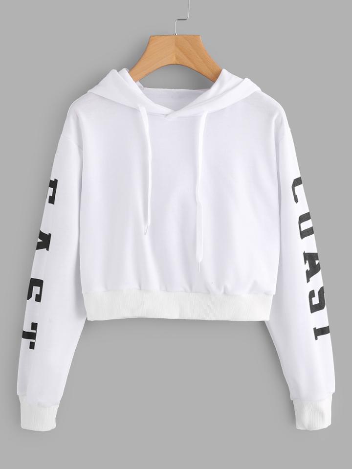 Shein Letter Print Sleeve Hoodie