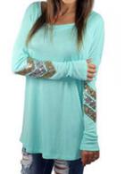 Rosewe Sequin Decorated Long Sleeve Round Neck T Shirt