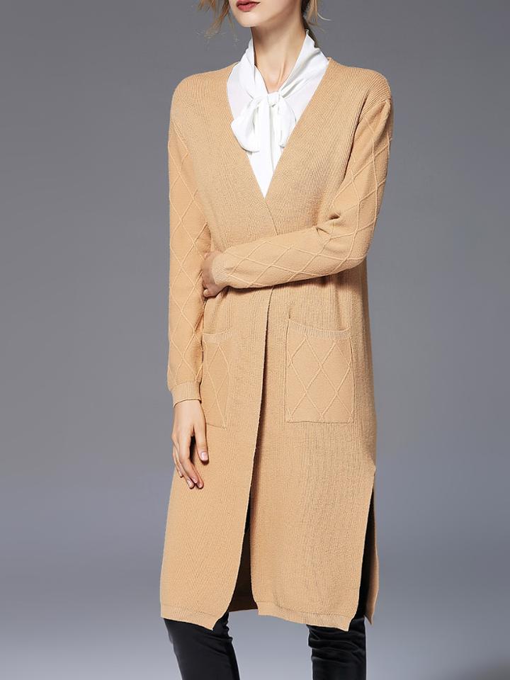 Shein Knit Open Front Pockets Cardigan