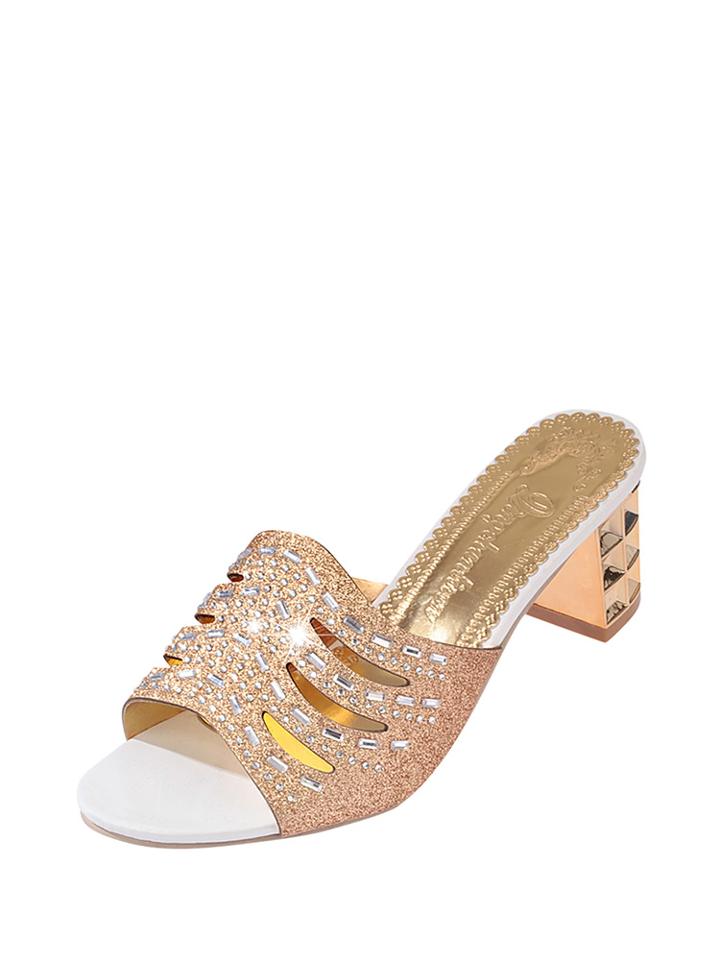 Shein Rhinestone Glitter Embellished Heel Sandals