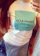 Rosewe White Round Neck Letter Print T Shirt