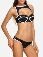 Shein Contrast Binding Cutout One-piece Swimwear