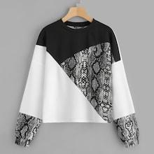 Shein Color Block Snake Skin Pullover