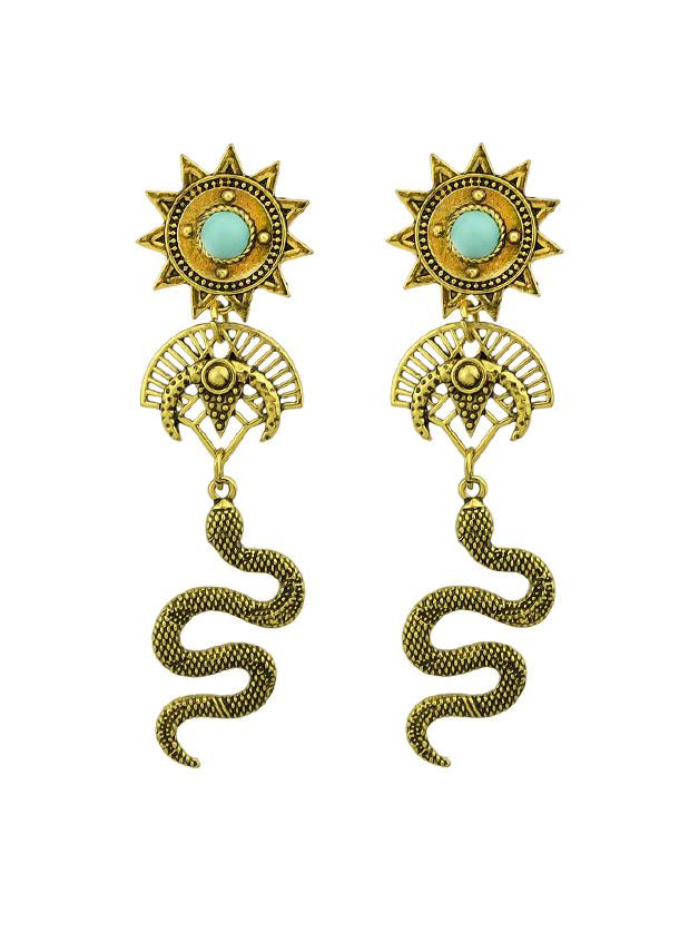 Shein At-gold Retro Big Snake Dangle Earrings For Women