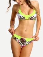 Shein Color Panel Flower Print Bikini Set