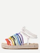 Shein Multicolor Peep Toe Braided Strappy Espadrille Sandals