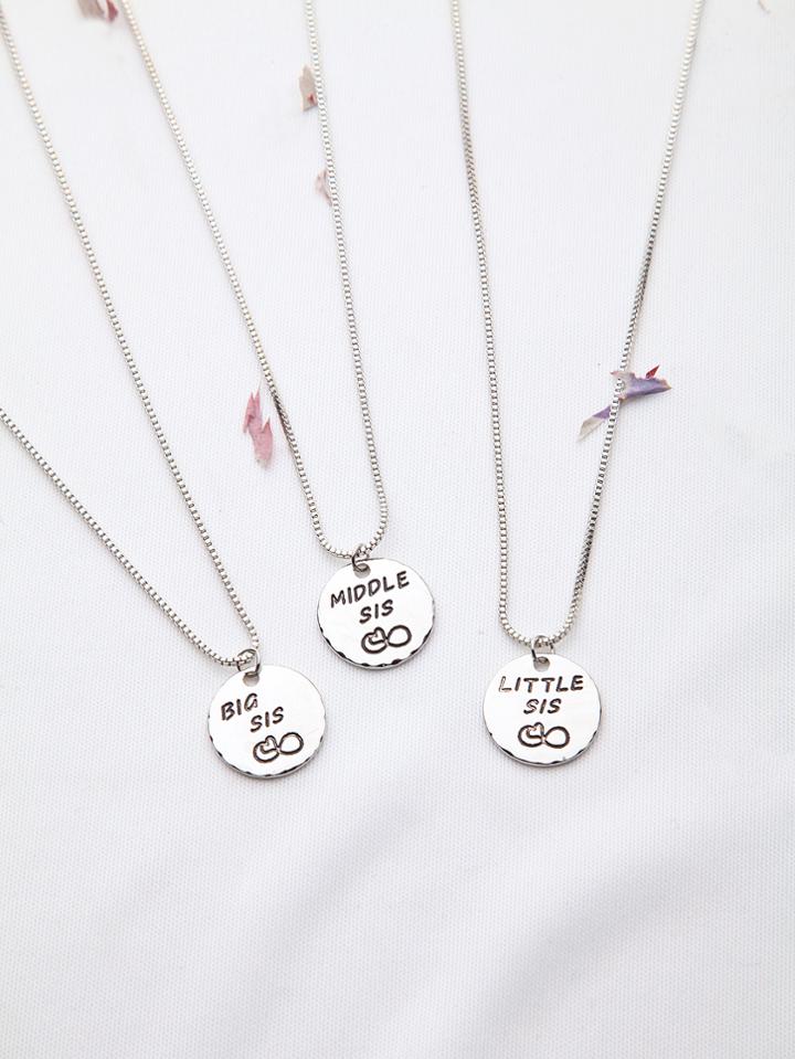 Shein Silver Letter Pattern Friendship Necklace Set