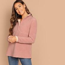 Shein Buttoned Half Placket Teddy Jacket