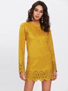 Shein Scallop Laser Cut Suede Dress