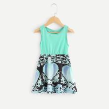 Shein Girls Contrast Printed Dress