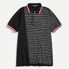 Shein Men Contrast Trim Striped Panel Polo Shirt