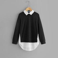 Shein Girls Zip Back Contrast Collar Sweatshirt
